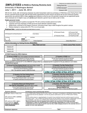 University of Washington U-PASS and Parking Permit Form
