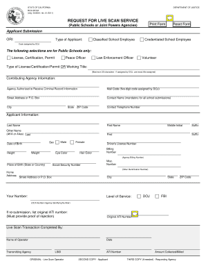 California Live Scan Request Form