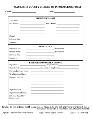 Waukesha County Change of Information Form