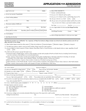 Wisconsin Technical College Admission Application