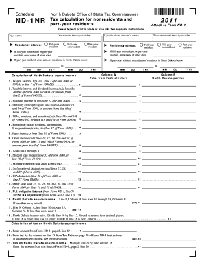 Schedule ND-1NR - Tax calculation for nonresidents and part-year ...