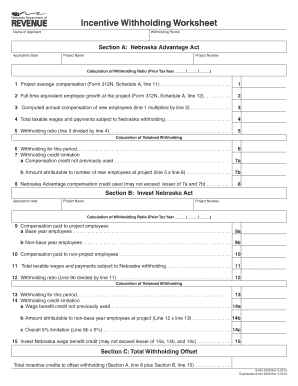 Nebraska Incentive Withholding Worksheet