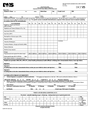 Illinois Child Health Examination Certificate