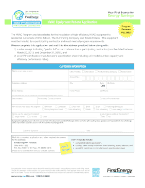 HVAC Equipment Rebate Application