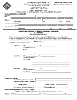 hvac work verification form maryland