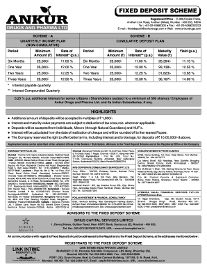 Ankur Drugs Fixed Deposit Application Form