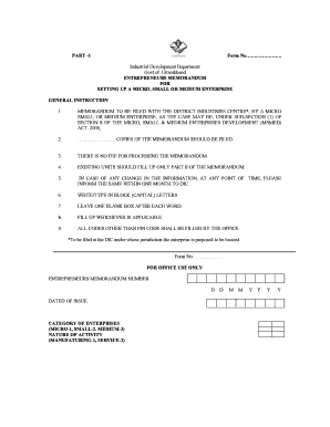 Entrepreneurs Memorandum for MSME