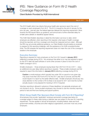 IRS Form W-2 Health Coverage Reporting Guidance