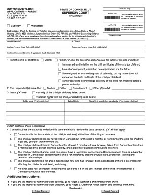 Connecticut Custody Visitation Application