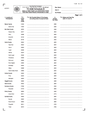 Utah Sales Tax Form TC-62M Schedule B
