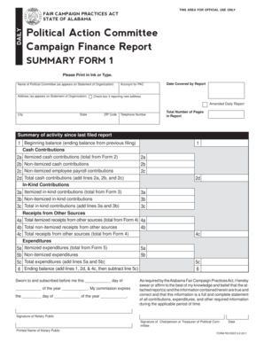 Alabama Fair Campaign Practices Act Campaign Finance Report