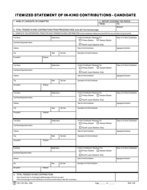 Itemized Statement of In-Kind Contributions