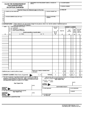 US Federal Travel Expense Reimbursement Form