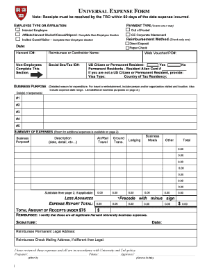 Harvard Universal Expense Form