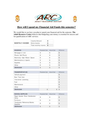 Monthly family budget example - Student Budget Form - El Centro College - elcentrocollege