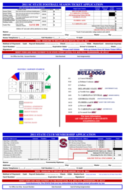 2011 SC State Football Season Ticket Application