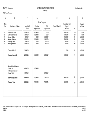 DAPW 17 Application for Payment