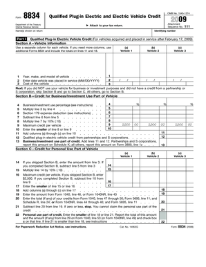 Form 8834 Qualified Plug-in Electric Vehicle Credit