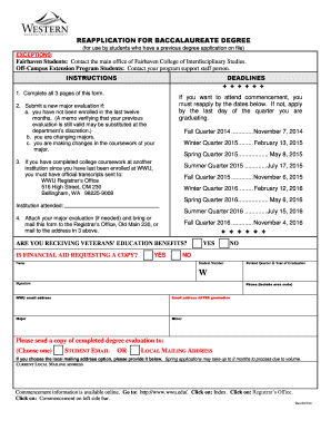 Western Washington University Reapplication for Bachelor's Degree