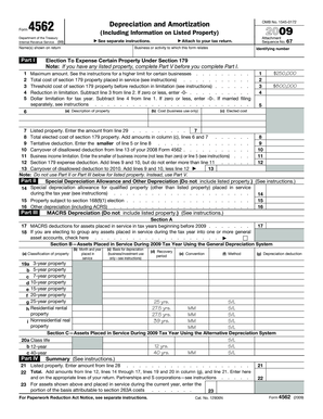 IRS Form 4562 Depreciation and Amortization