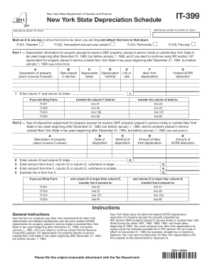 New York State Depreciation Schedule IT-399