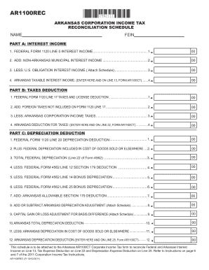 Arkansas Corporation Income Tax Reconciliation Schedule