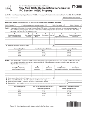 New York State Depreciation Schedule for IT-398