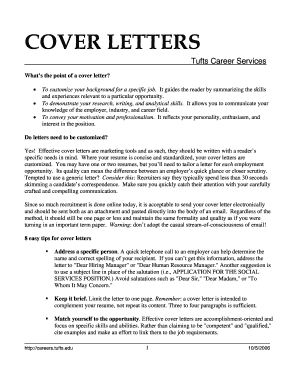 COVER LETTERS - Career Services - Tufts University - careers tufts