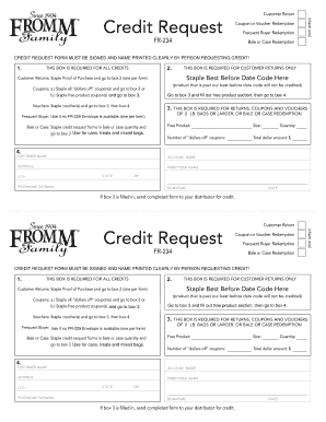 Customer Return Credit Request Form