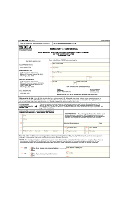 Form BE-15A 2010 Annual Survey of Foreign Direct Investment