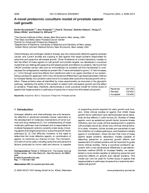 A novel proteomic coculture model of prostate cancer cell growth - njms umdnj