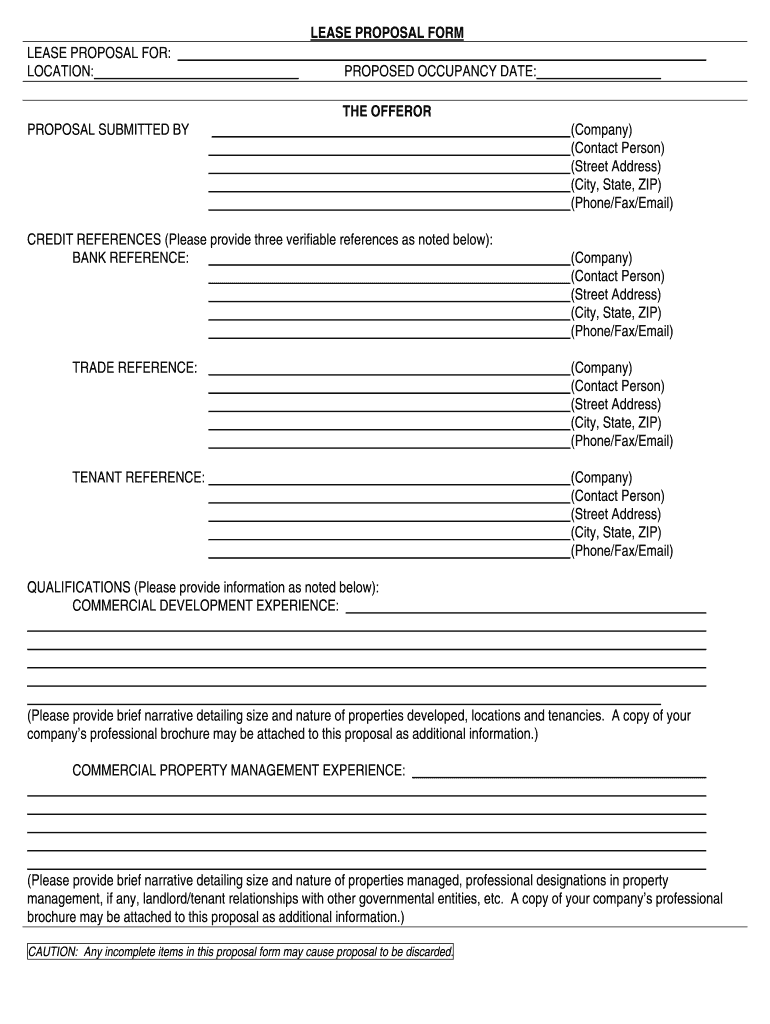 Proposal To Lease Commercial Space Pdf - Fill Online, Printable Intended For Business Lease Proposal Template
