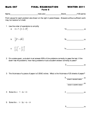 Math 097 Final Examination