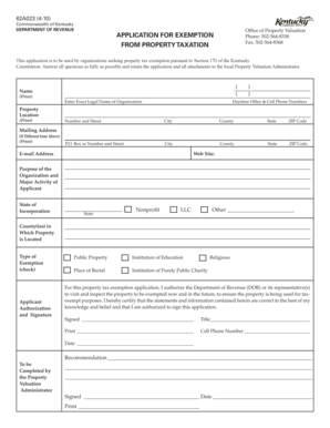 Kentucky Property Tax Exemption Application