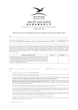 Proxy Form for Extraordinary General Meeting