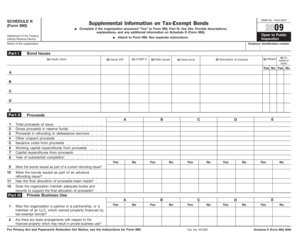 Schedule K Form 990 Supplemental Information on Tax-Exempt Bonds