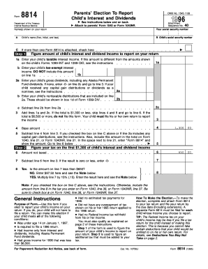 Form 8814 Child’s Interest and Dividends