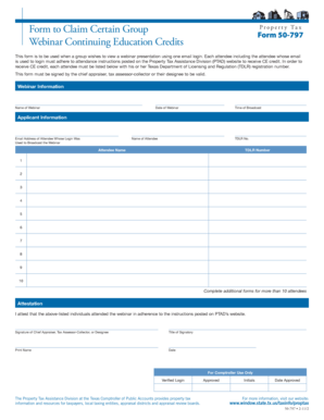Texas Property Tax Webinar CE Credit Claim Form