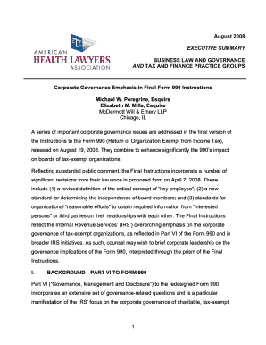 Form 990 Corporate Governance Instructions