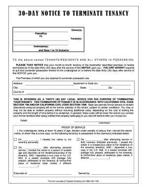 California 30-Day Notice to Quit