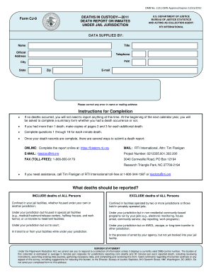 Deaths in Custody Report Form CJ-9