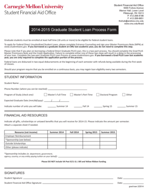 2014-2015 Graduate Student Loan Process Form