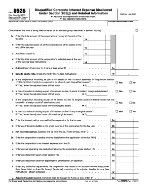 IRS Form 8926 Disqualified Corporate Interest Expense