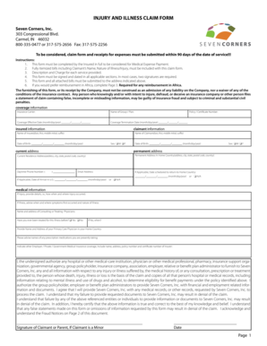 Injury and Illness Claim Form