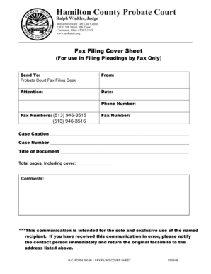 Confidential fax cover sheet - Fax Filing Cover Sheet - probatect