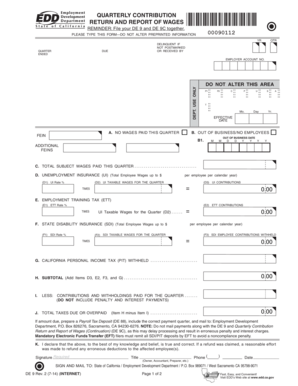 California Quarterly Contribution Return and Report of Wages