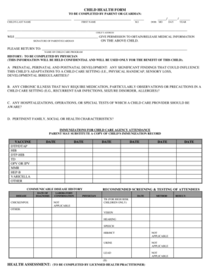 Child Health Form