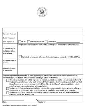 Application to Employ Professional