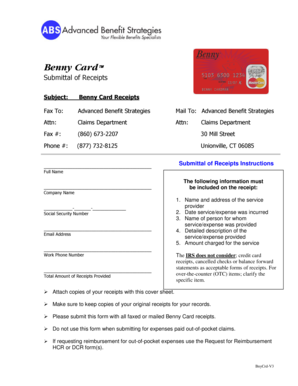 Benny Card Receipt Submittal Form