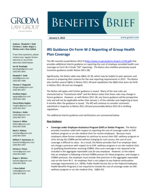 IRS Guidance on Form W-2 Reporting of Group Health